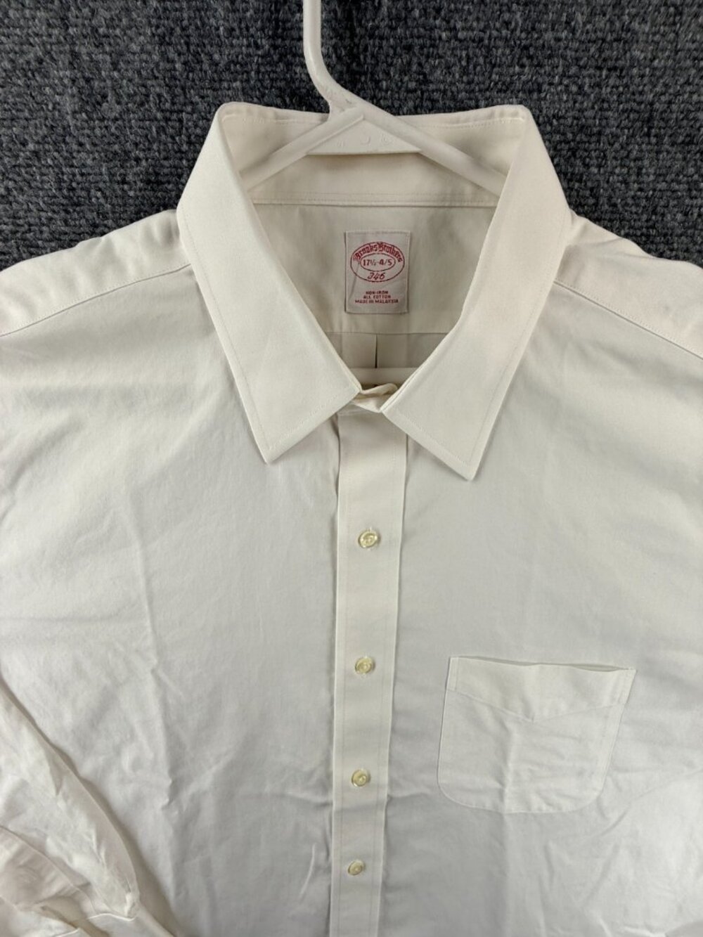 Brooks Brothers Non-Iron 17.5 4/5 Cotton Malaysia White Business Pocket Office